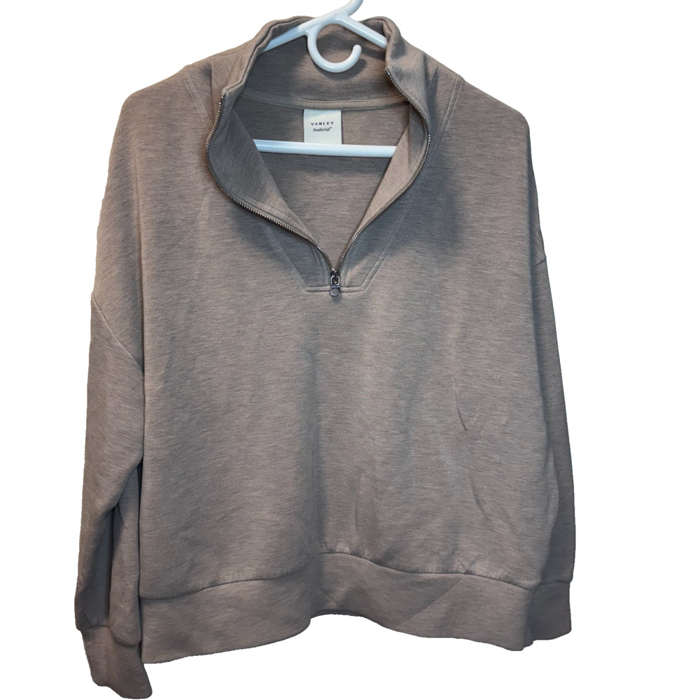 Varley Hawley Half Zip Sweatshirt Women’s Medium Sassafras Marl Light Brown - Picture 11 of 11